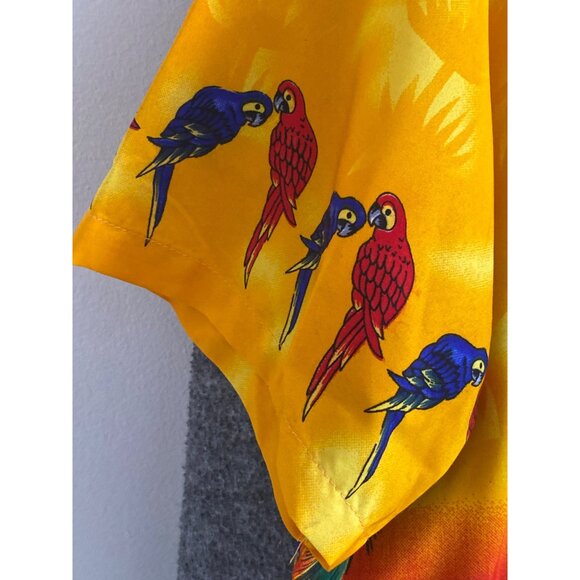 Hawaiian Shirt Macaw Parrot Palm Trees Surfboards Floral Jungle button Shirt - Picture 2 of 15